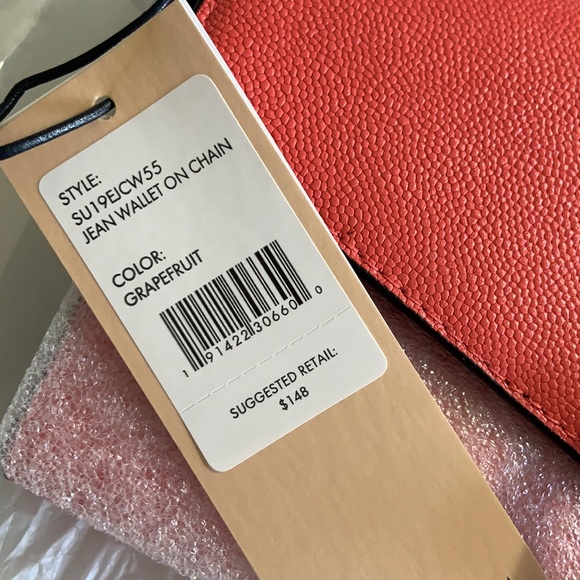 New Rebecca Minkoff Jean Wallet on chain Grapefruit - Picture 8 of 10